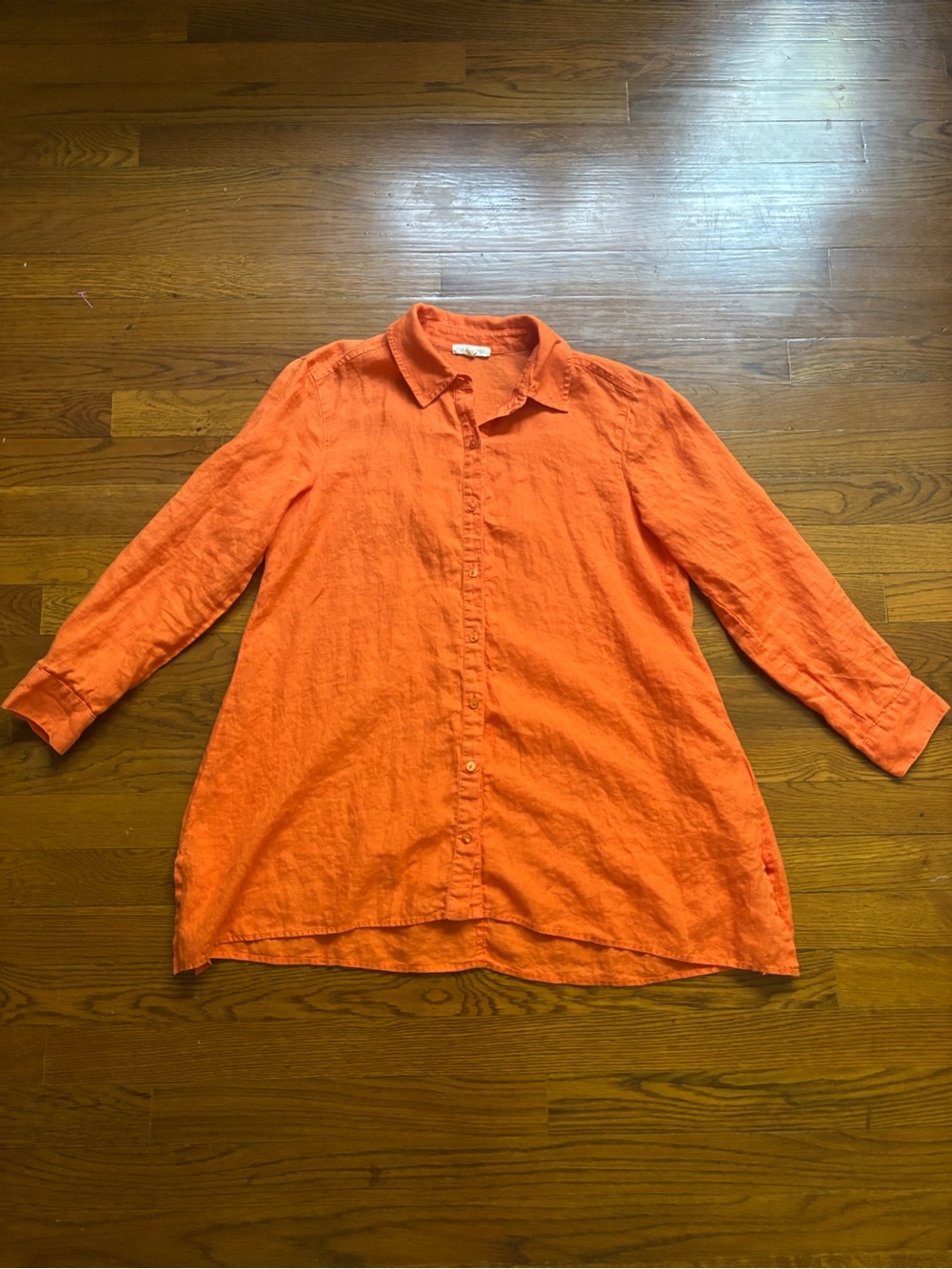 Eileen Fisher 100% Linen Button Down Blouse Top. Size XS/XXS